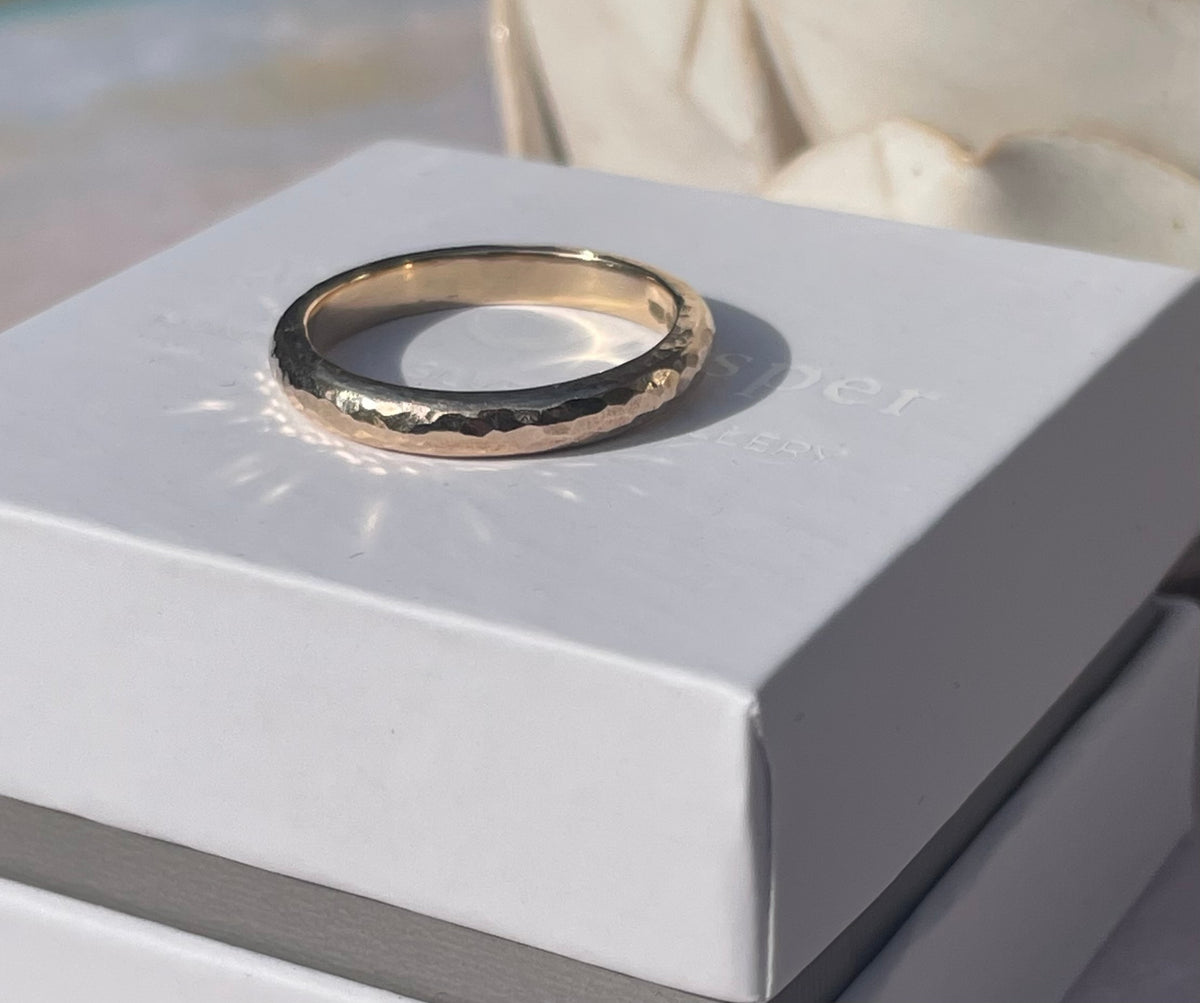 Gold Hammered Ring Band