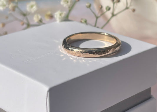 Gold Hammered Ring Band