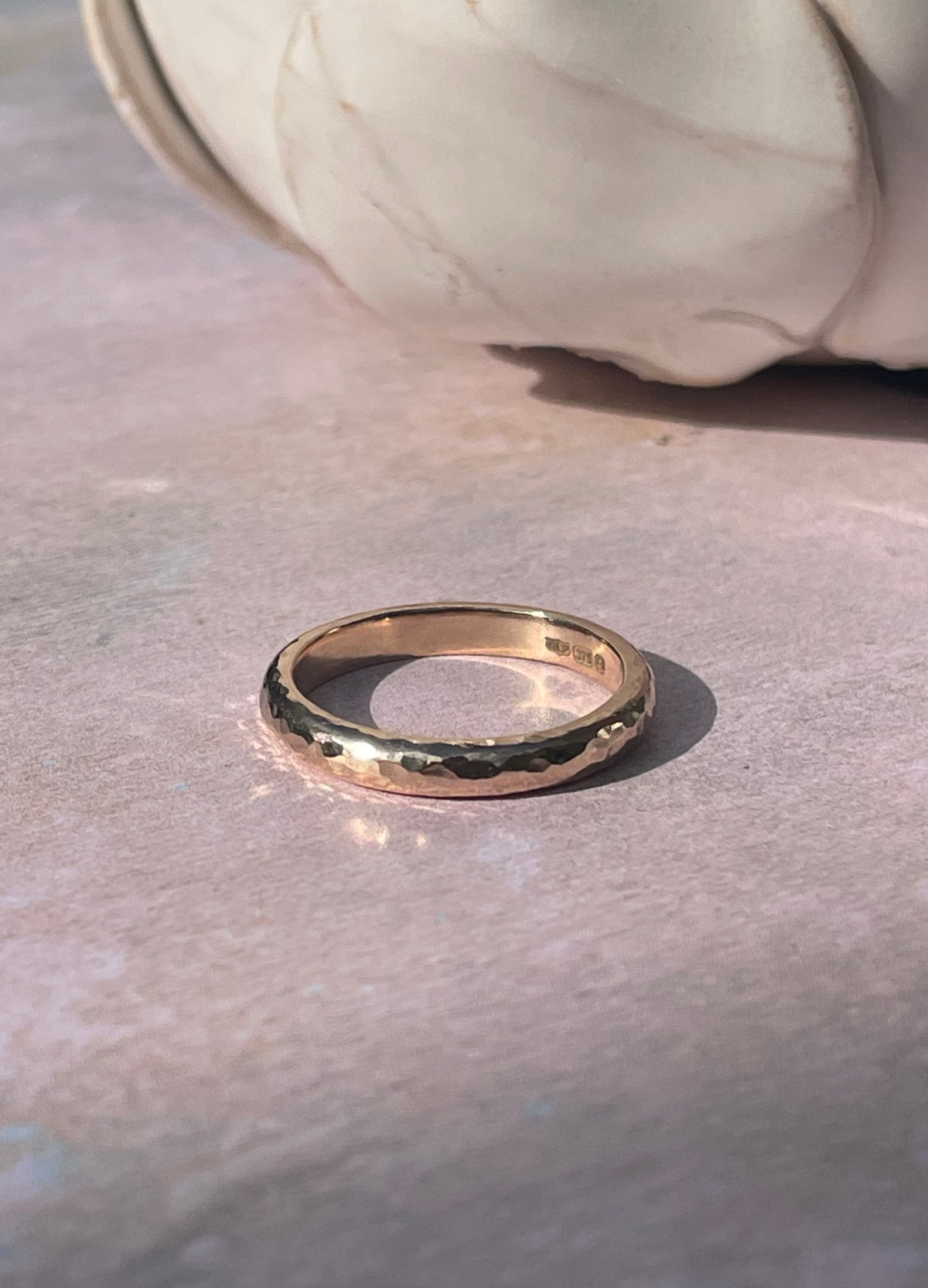 Gold Hammered Ring Band