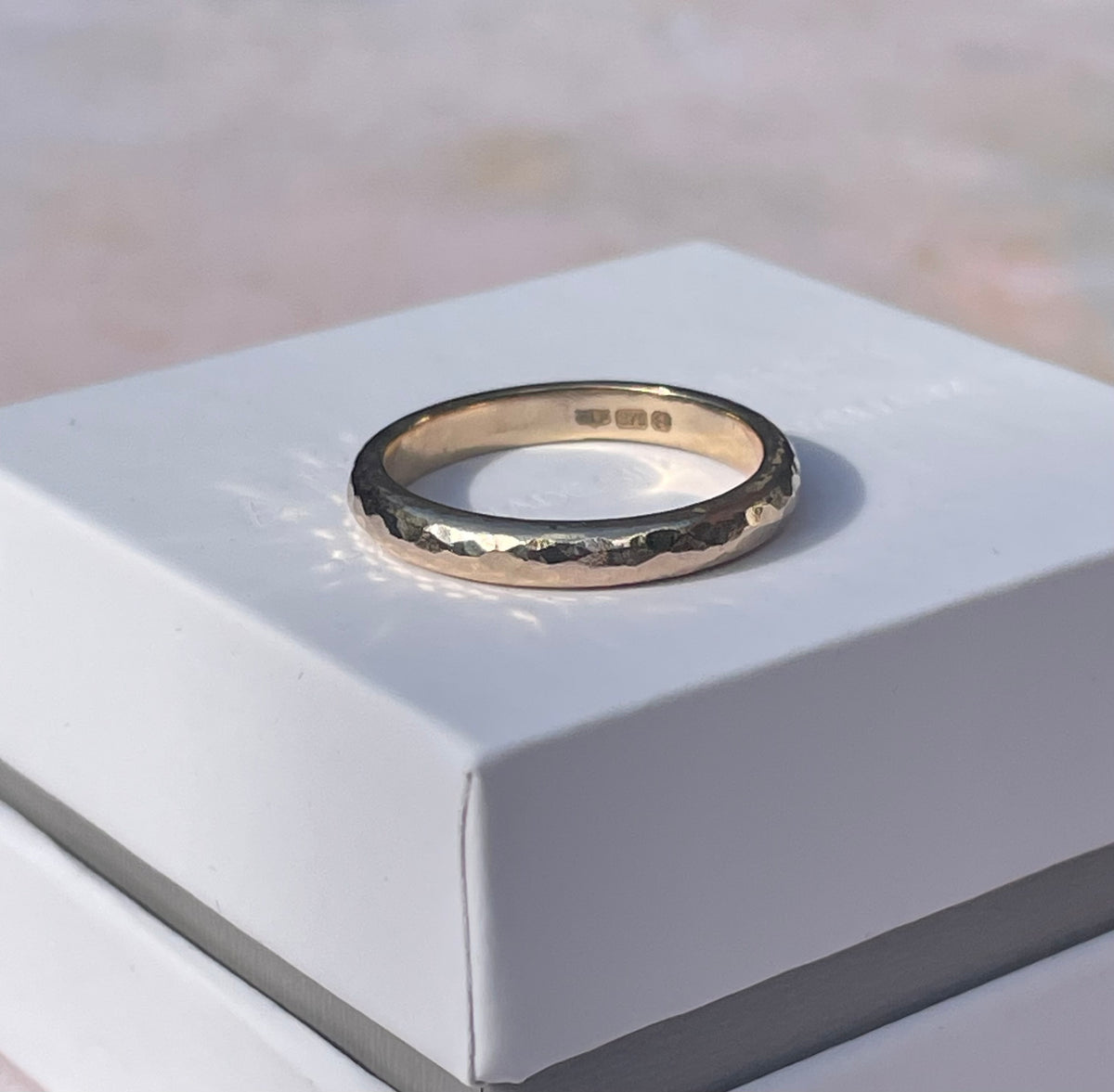 Gold Hammered Ring Band